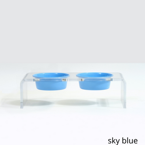 Acrylic Double Bowl Feeder with Color Bowls by Hiddin