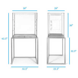 Floor Standing Modern Lucite Clear View Bird Cage with Black Base,  Size Options