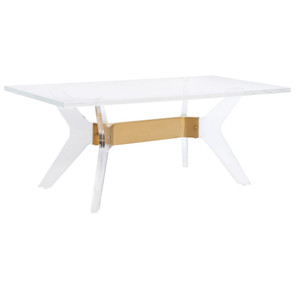 Modern Lucite Angle Leg Coffee Table with Brass Stretcher