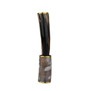 Gold Tipped Natural Horn on Stand