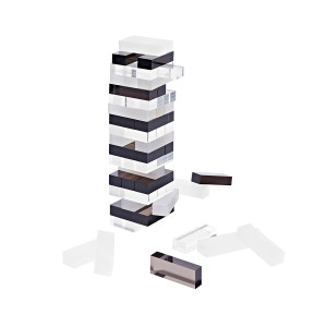 Clear Brown and White Modern Jenga Game