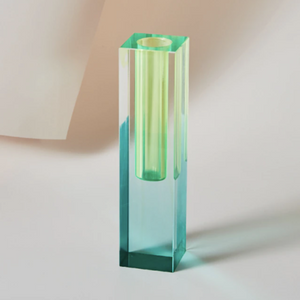 Bi Color Modern Lucite Prism Vase,