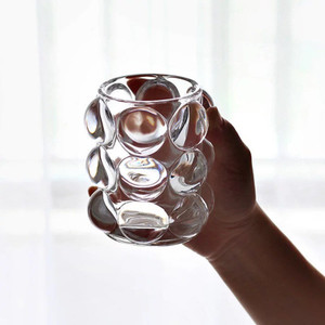 Small Clear Glass Modern Bubble Cup Vase