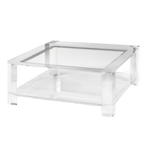 lucite clear acrylic Bevel Leg Storage Table