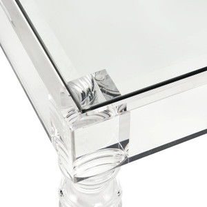 Classic Lucite Turned Leg Square Coffee Table with Glass Top
