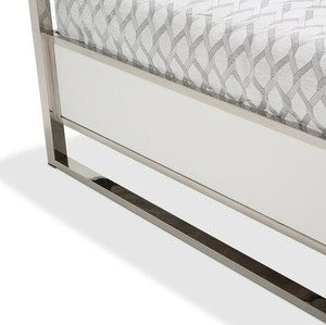 White Box Tufted Lucite and Chrome Canopy Bed, King Size