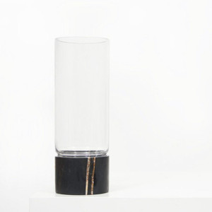 Tall Black Marble and Glass Cylinder Vase, Options