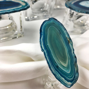 Set of 4 Color Agate Geode Lucite Napkins Rings, Color Options