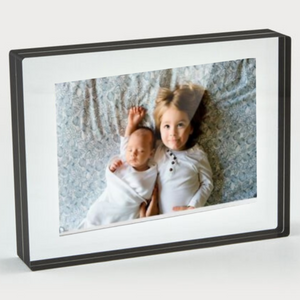 Lucite Black Border Lucite Block Picture Frame, Options (HA134BK