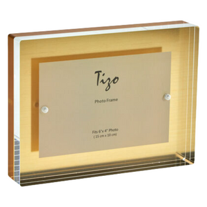 Gold Lucite Block Picture Frame, Options (HA133GD)