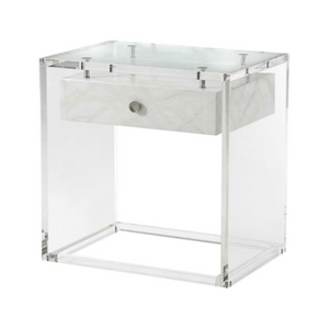 modern color 1 Drawer Nightstand with Clear Lucite Legs