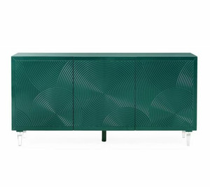 Dark Green Lacquer 3 Door Sideboard with Lucite Legs (TOV-D5514