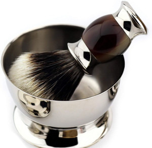 Dark Faux Horn Resin Modern Men's Grooming Shaving Kit