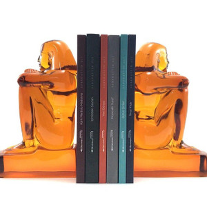 egyptian girl lucite resin clear bookends