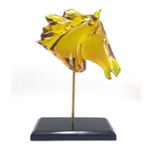 Translucent Color Horse Head Sculpture on Pedestal