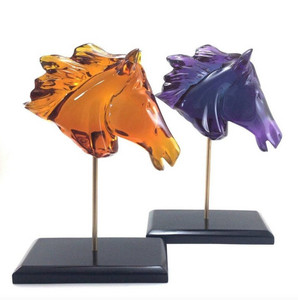 Translucent Color Horse Head Sculpture on Pedestal