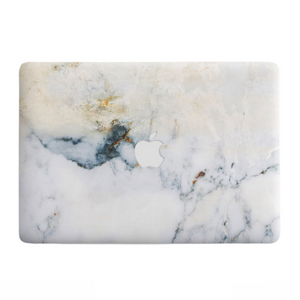White Marble Print Acrylic MacBook Case with Clear Back