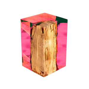 Bright Color Resin and Wood Stump table stool cube