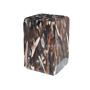 Clear Resin & Wood Stool with Rounded Corners
