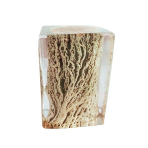 Clear Resin & Wood Twigs Stump Stool,