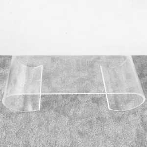 Custom Thick Lucite Scroll Coffee Table curled acrylic retro modern