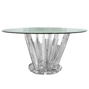 burst lucite spikes art deco round foyer table glass top