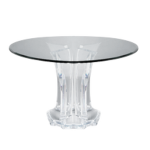 Lucite Art Deco Tulip Base Round Glass Top Foyer Table