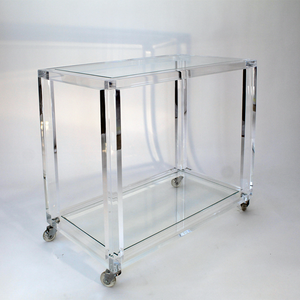 Clear Lucite Storage Rolling Office Cart