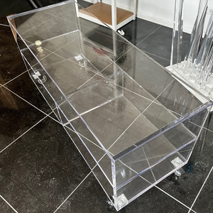 Modern 2 Tier Lucite Media TV Console Table on Wheels
