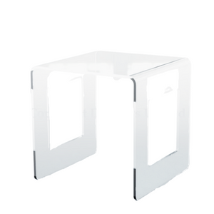 Clear lucite acrylic 3/4" Waterfall side Table with Cut Out Legs