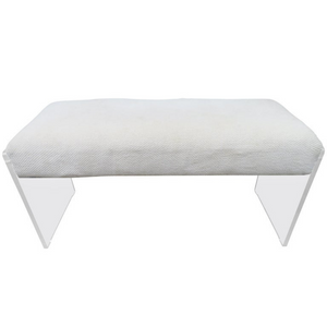 Lucite Leg Bench with White Terry Cloth Seat