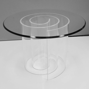 lucite clear acrylic mid century modern spiral Round "Snail" Table