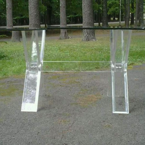 Custom Lucite X Table Base with Stretcher