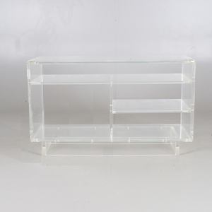 Clear Lucite TV Media Stand with Compartments