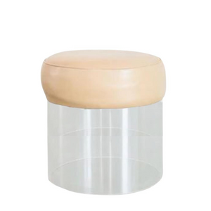 Modern Lucite Round Pod Stool with Cushion