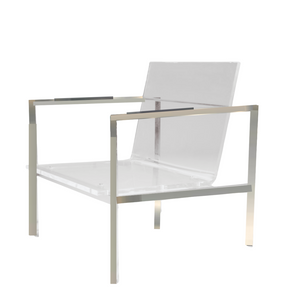 Lucite Square Chair with Stainless Frame 