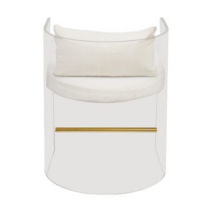 Modern Lucite Barrel Back Counter Stool with white Seat & Pillow