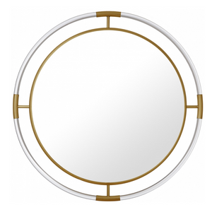Large Round Acrylic and Brushed Gold Wall Mirror (453-M) ghost mirror