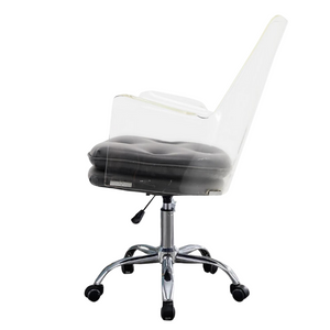 Clear Lucite Swivel Desk Chair with Flair Arms & Seat Cushion