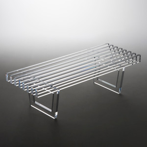 Clear Lucite Small Slat Bench with Lucite Legs