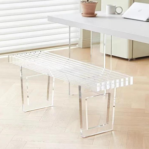 Clear Lucite Small Slat Bench with Lucite Legs