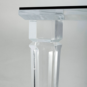 Lucite Carved Leg Rectangular Dining Table with Glass Top