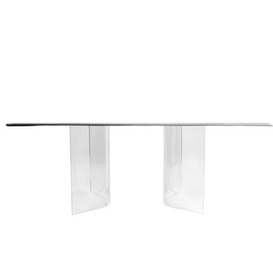 Lucite Boomerang Dining Table with Glass Top