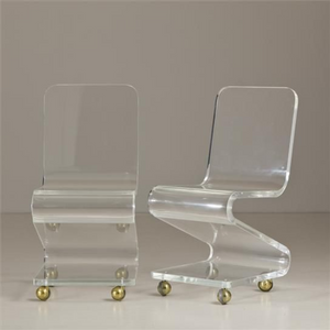 1" Thick Lucite Z Chair with Wheels