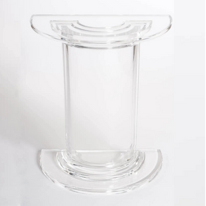 Lucite Demilune with Roman Column Pedestal Base and Glass Top