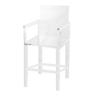 Lucite Square Back Barstool with Arms & Footrest,