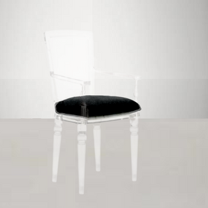 Formal Lucite Dining Armchair with Velvet Seat