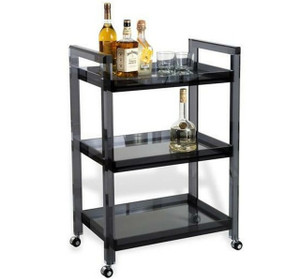 custom clear lucite 3 shelf bar cart