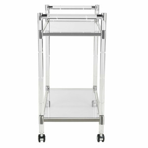 Acrylic and Chrome Bar Trolley with Clear Handles