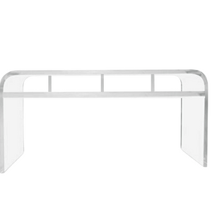 Classic Lucite 1" Thick Waterfall Desk with Divided Storage Shelf,